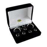Cufflink and 6 Studs Set - Tuxedo Formal Cufflink Set - Silver Cufflink Set - Black Shirt Set