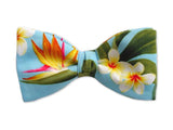 Hawaiian Bird of Paradise Bow Tie - Tropical Plumeria Flowers