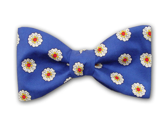 Blue Bow Tie. Flower Silk Bowties for Men.