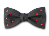 Black Silk Bow Tie with Swarovski Red Hearts.