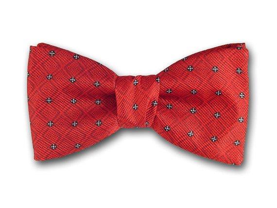 Red silk bow ties for infant, boy and youth.