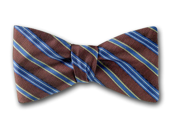 Brown and Blue Striped Bow Tie. 