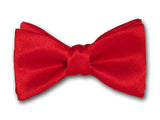 Solid red silk bow tie. 