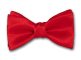 Solid red silk bow tie.