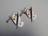 Painter's palette silver tone cufflinks.
