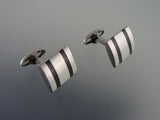 Stainless Steel Cufflinks - Silver and Black Cufflinks - Elegant Men's Accessory