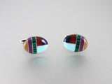 Gemstone Men's Cuff Llinks - Inlaid Turquoise / Malachite / Jasper Cufflinks - Hand Made in USA