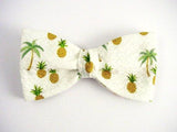 Pineapple Bow Ties. Tropical White Bow Ties. Palm Tree Bow Ties. White, Black or Blue.