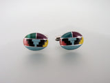 Multi Gemstone Cufflinks -Turquoise, Malachite, Jasper Cuff Links - Hand Made in USA