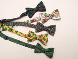 Bow Tie "Christmas Wreath" - Cotton Pre-tied Boy Bow Tie - Hand Made in USA