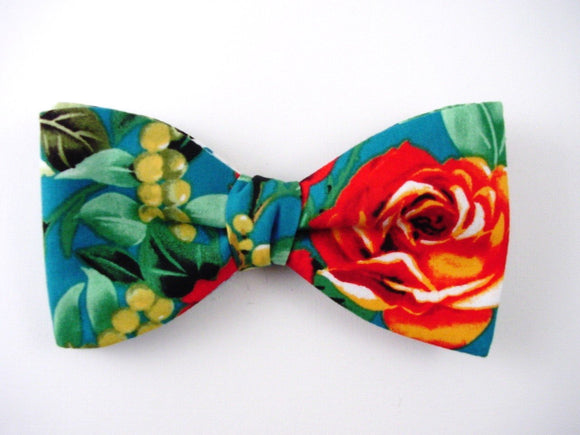 Red Rose Hawaiian Bow Tie for Men.