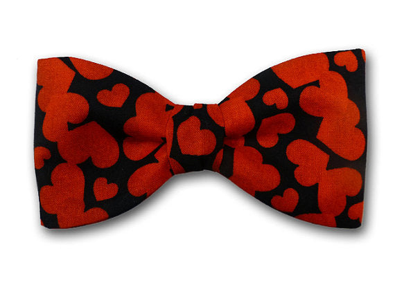 Valentine's Day bow tie for men. Red and black bow tie.