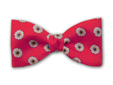 Red Men's Bow Tie. Small white flowers on red.