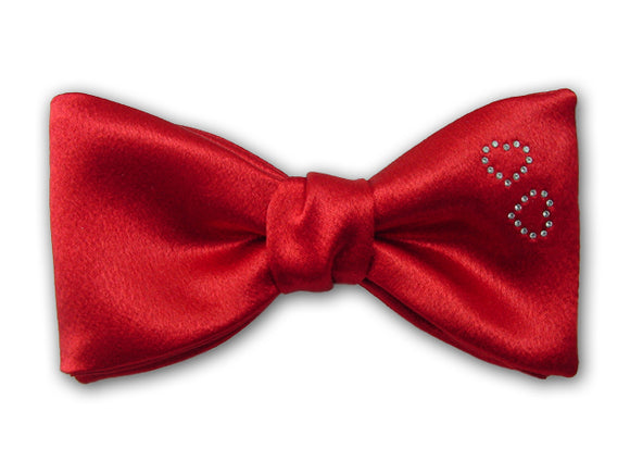 Valentine's Day Bow Tie with Swarovski Hearts. Red Bow Tie for Men.