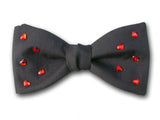 Black Silk Bow Tie with Swarovski Red Hearts. 