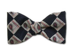Navy Blue Bow Tie "Calcutta" - Paisley Silk Bowtie - Hand Crafted in USA