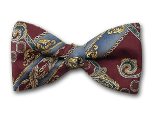 Burgundy bow tie. Abstract design bow tie.