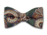 Bow Tie "Green Paisley" - Green Silk Bowtie - Men,s Bow Ties - Hand Made in USA