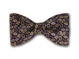 Bow Tie "Navy Paisley"- Pure Silk Men's Accessory - Handcrafted in USA