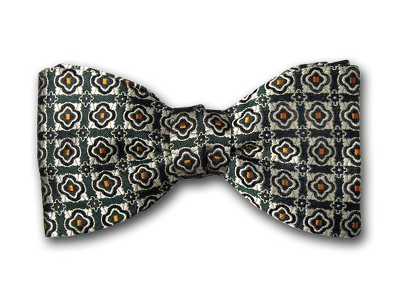 Green Patterned Bow Tie. Luxury Bow Tie for Men.