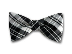 Black and White Plaid Bow Tie for Men.