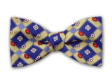 Royal blue squares on yellow. Pure silk men's bow tie.