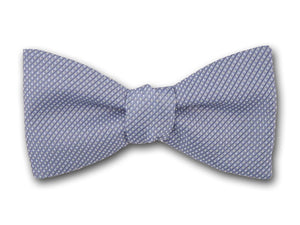 Blue silk bow tie.