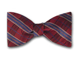 Striped Silk Bow Tie.  Burgundy, Blue and Grey Bow Ties.