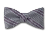 Pastel Green and Grey Striped Bow Tie. Woven Silk Bowtie.