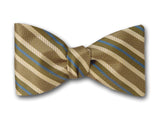 Striped Silk Bow Tie. Green, Cream and Blue Stripes.