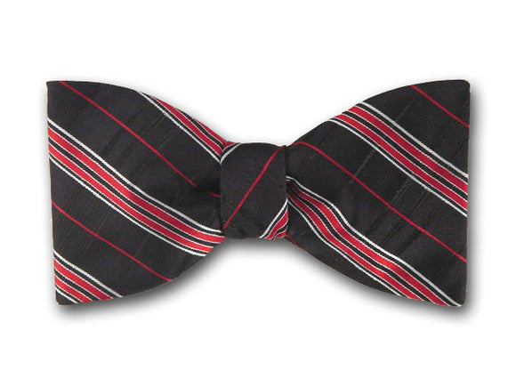 Black and Red Stripes Silk Bow Tie.