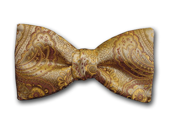 Gold Paisley Bow Tie 