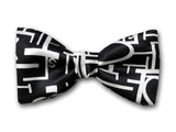 Unique Bow Tie " Abstract "- Black & White Pure Silk Bowtie - Designer Men's Accessory - Made in USA