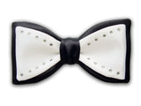 Silk Bow Tie with Swarovski Crystals. Formal White on Black Bow Tie.