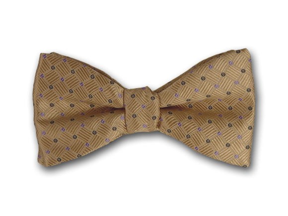 Beige Silk Bow Tie for Men. 