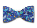 Dolphins bow tie for boy. Kid's bow ties in blue.