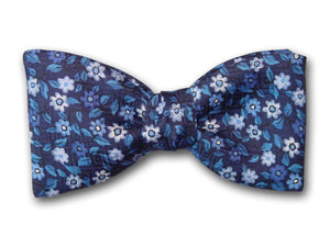 Blue Flowers Silk Bow Tie for Men.
