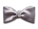 Solid Grey Silk Bow Tie. Men's Silver Formal Bow Tie.