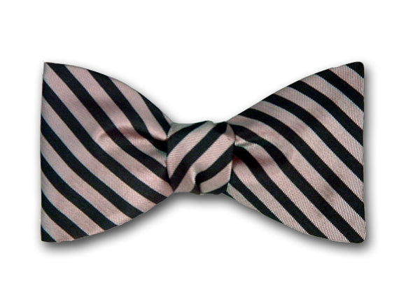 Striped Silk Bow Tie. Burgundy and Pink Stripes.