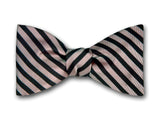 Striped Silk Bow Tie. Burgundy and Pink Stripes.