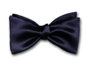 Solid navy blue bow tie. Formal silk bow tie for men.
