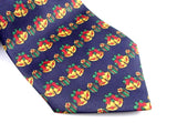 Pure silk necktie with print gift and bels. Necktie for winter Holiday. 
