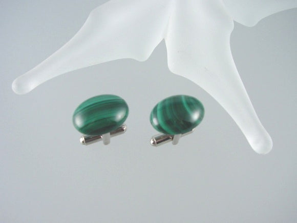 Malachite Cuff Links - Natural Gemstone Men's Accessories - Hand Made in USA