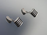 Rubber Cufflinks for Men - Stainless Steel Cufflinks - Black Contemporary Cufflinks