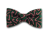 Cristmas Bow Tie. Candy Cane on Green. Holiday Bow Tie.