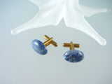 Denim Lapis Lazuli Cufflinks - Natural Blue Gemstone Cuffliks - Hand Made in USA