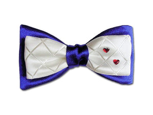 Royal blue romantic bow tie with Swarovski hearts.