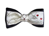 Romantic Black and White Bow Tie with Swarovski Red Cristals.