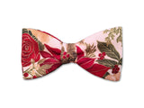Bow tie for Christmas Holiday. Red, green, white, gold on ivory.
