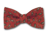 Christmas Bow Tie. Green Leaf on Red. Holiday Bow Tie.